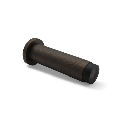 Solid Brass Hammered Cylinder Door Stop - Matt Antique