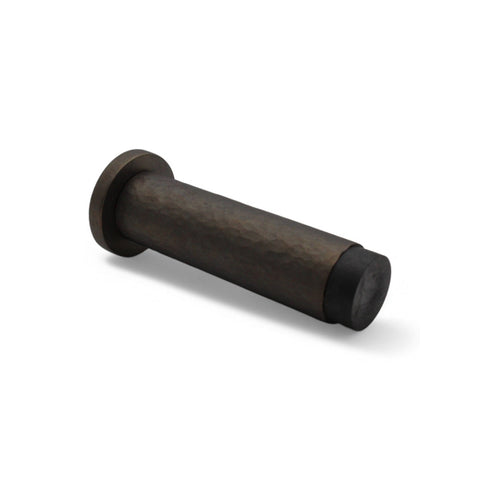 Solid Brass Hammered Cylinder Door Stop - Matt Antique
