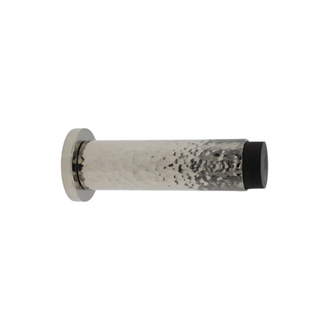 Solid Brass Hammered Cylinder Door Stop - Polished Nickel