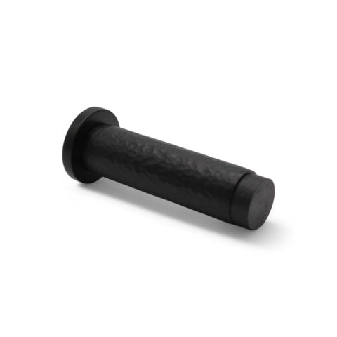 Solid Brass Hammered Cylinder Door Stop - Powder Coated Black