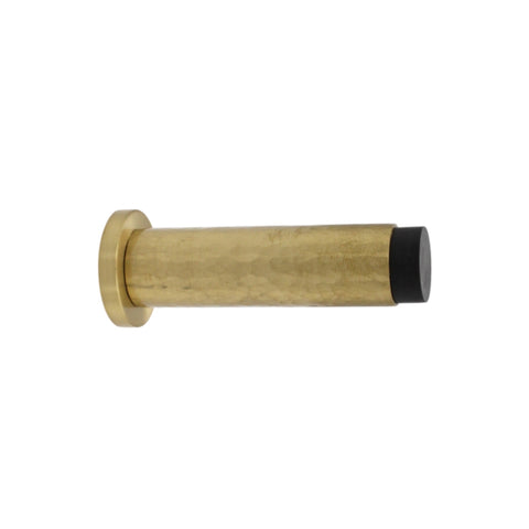 Solid Brass Hammered Cylinder Door Stop - Satin Brass
