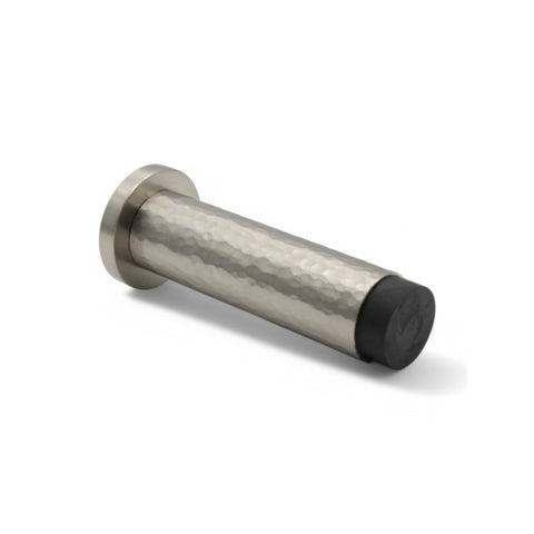 Solid Brass Hammered Cylinder Door Stop - Satin Nickel