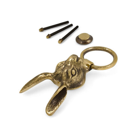 Solid Brass Hare Door Knocker – Aged Brass with Hammered Ring