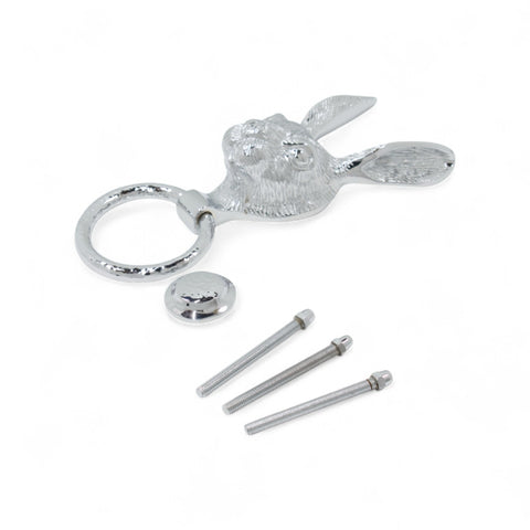 Solid Brass Hare Door Knocker – Polished Chrome with Hammered Ring