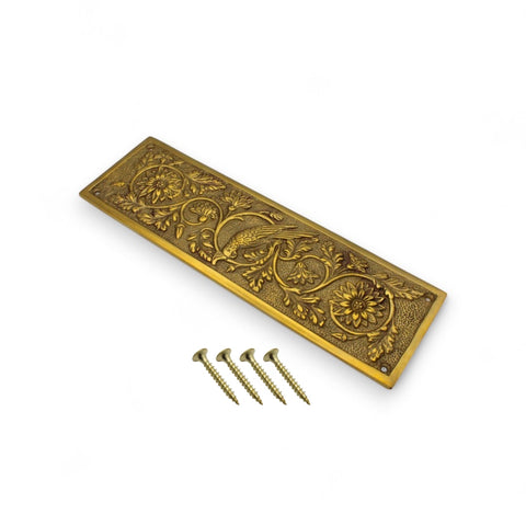 Solid Brass Parrot Arts & Crafts Finger Plate