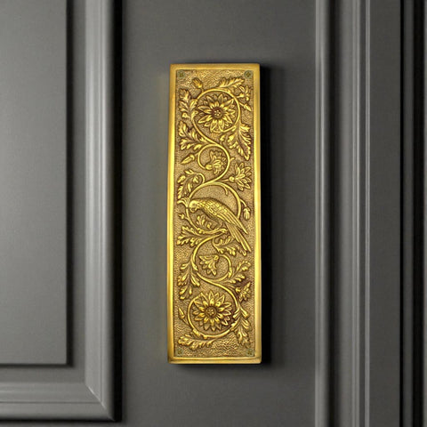 Solid Brass Parrot Arts & Crafts Finger Plate