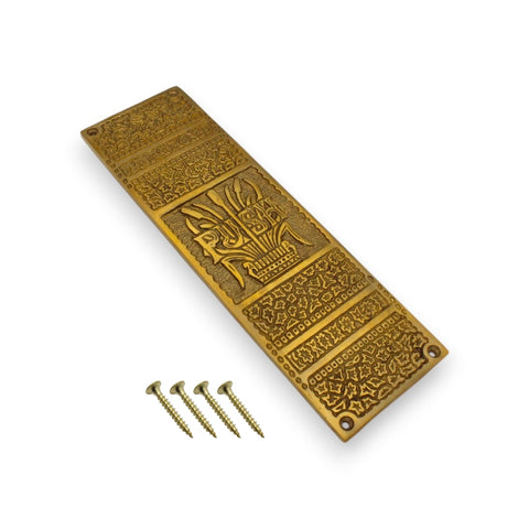 Solid Brass Push Arts & Crafts Finger Plate