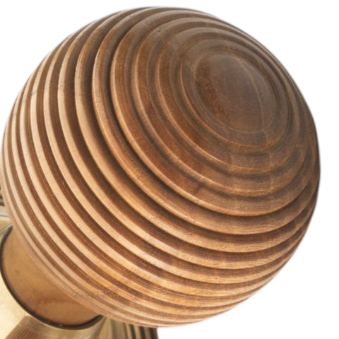Teak & Aged Brass Beehive Door Knobs