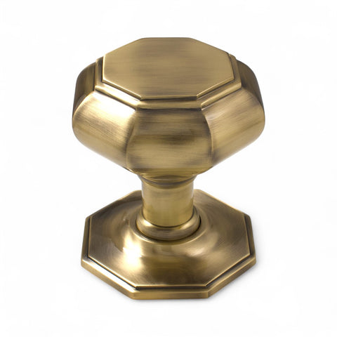 Very Large Antique Brass Octagonal Centre Door Knob