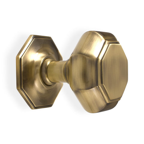 Very Large Antique Brass Octagonal Centre Door Knob