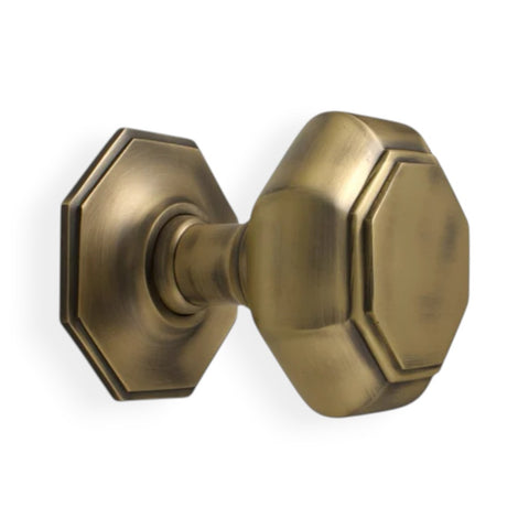 Very Large Matt Antique Brass Octagonal Centre Door Knob