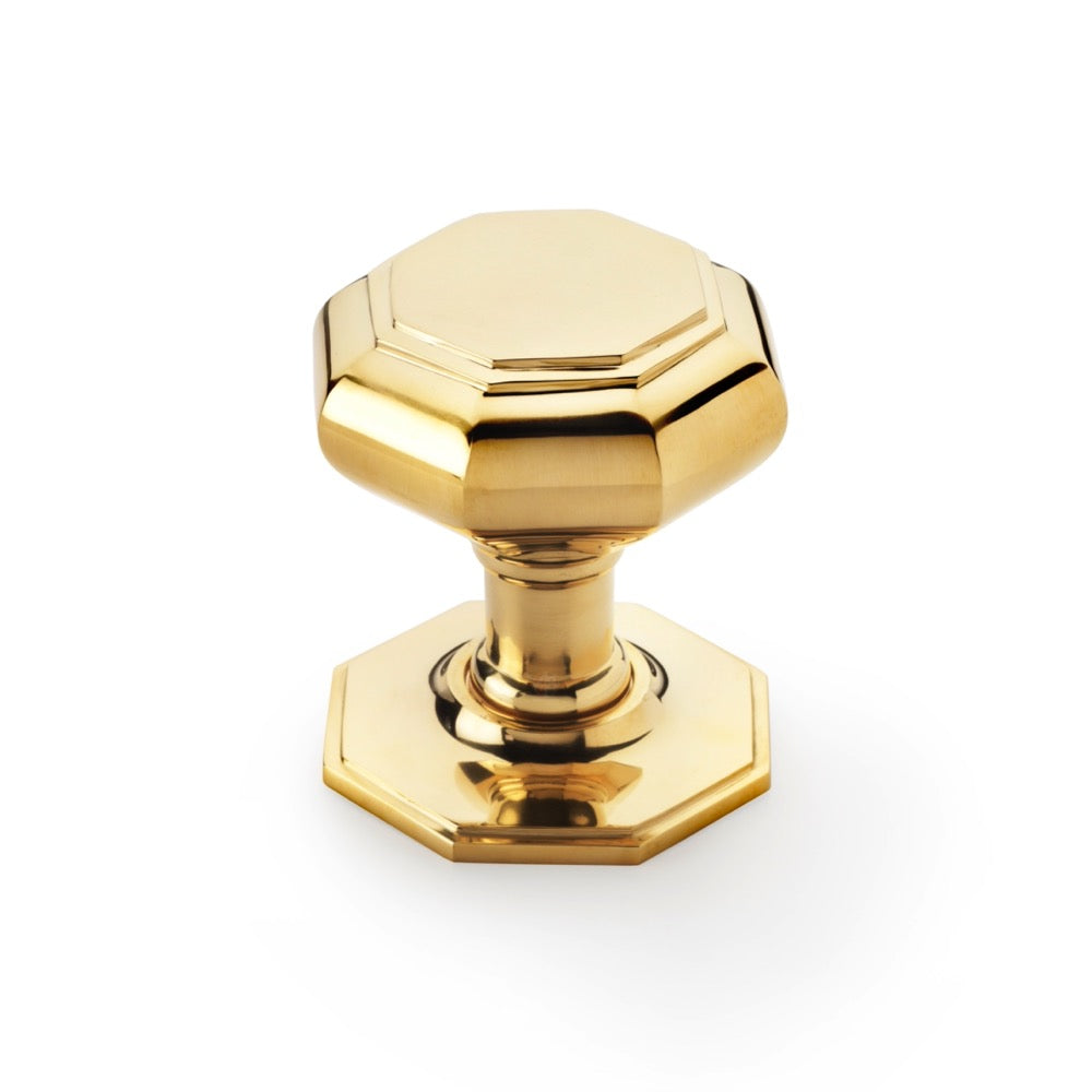 Very Large Polished Brass Octagonal Centre Door Knob