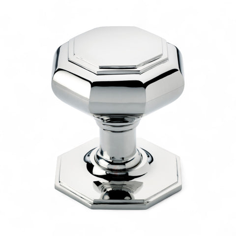 Very Large Polished Chrome Octagonal Centre Door Knob