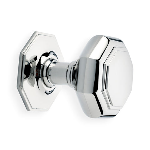 Very Large Polished Chrome Octagonal Centre Door Knob