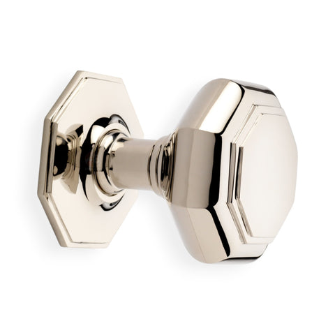 Very Large Polished Nickel Octagonal Centre Door Knob