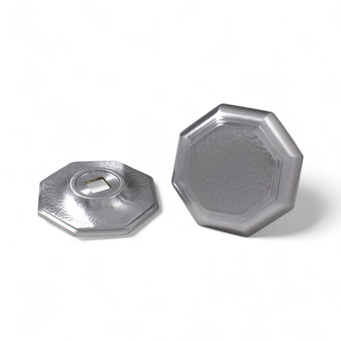 Very Large Satin Chrome Hammered Octagonal Centre Door Knob