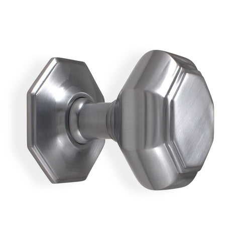 Very Large Satin Chrome Octagonal Centre Door Knob