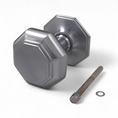Very Large Satin Chrome Octagonal Centre Door Knob