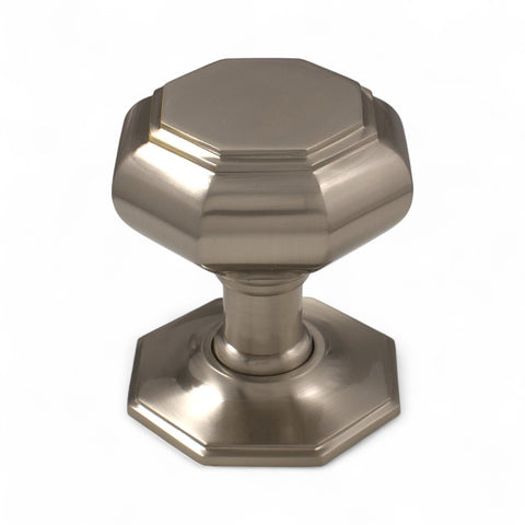 Very Large Satin Nickel Octagonal Centre Door Knob