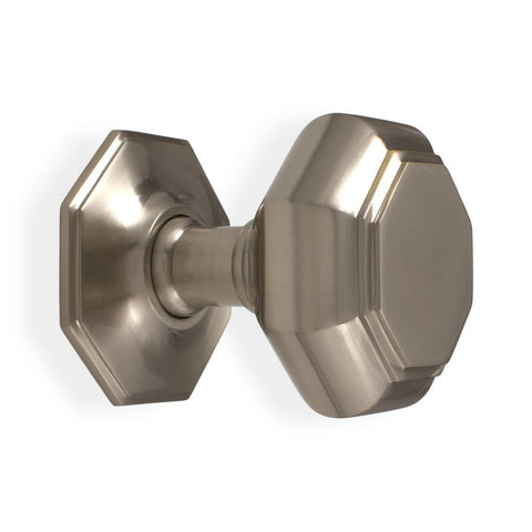 Very Large Satin Nickel Octagonal Centre Door Knob