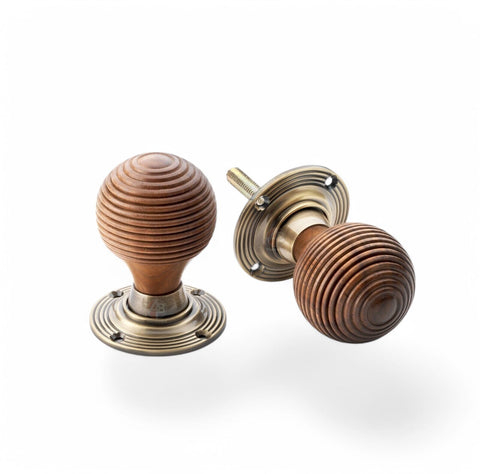 Vintage Retro Classic Antique Narrow Rim Door Lock Rosewood Beehive Knob Set