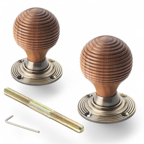 Vintage Retro Classic Antique Narrow Rim Door Lock Rosewood Beehive Knob Set
