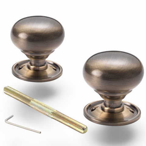 Vintage Retro Classic Antique Narrow Rim Door Lock Round Cottage Plain Knob Set