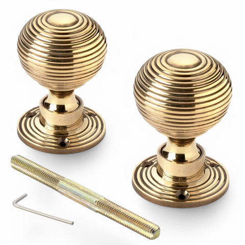 Vintage Retro Classic Black Antique Rim Door Lock Aged Brass Beehive Knob Set