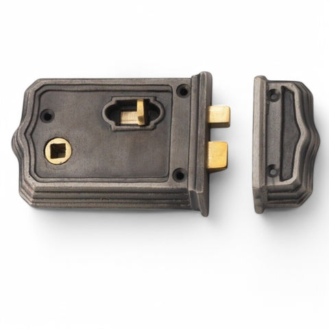 Vintage Victorian Style Small Cast Iron Rim Door Latch Lock