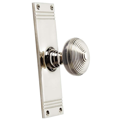 Polished Nickel Beehive Door Knobs On Backplate