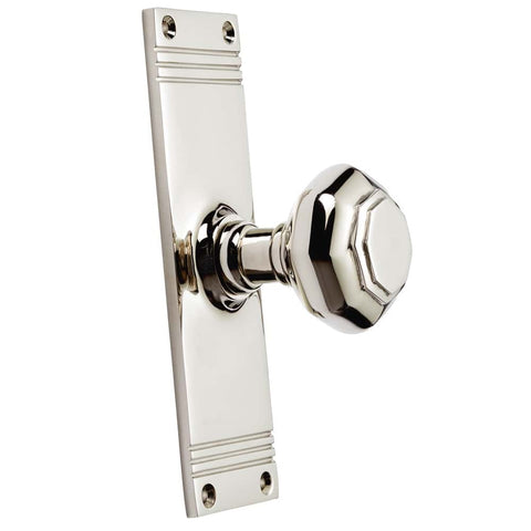 Polished Nickel Octagonal Door Knobs On Backplate
