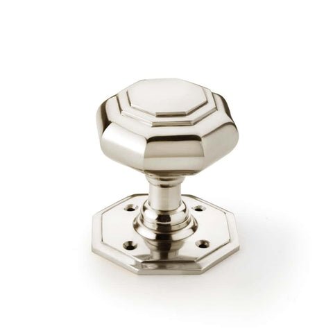 Large Polished Nickel Octagonal Door Knobs