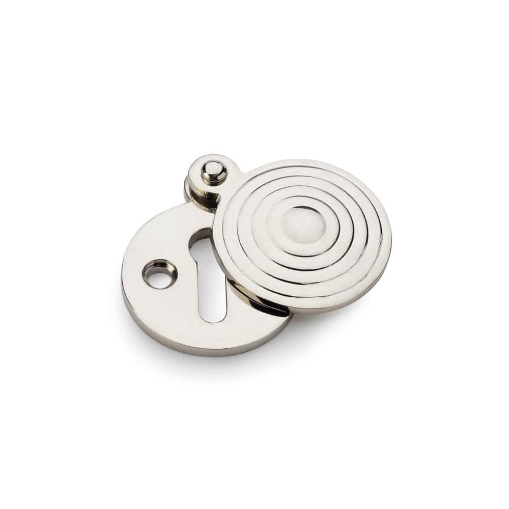 Solid Brass Round Reeded Escutcheon With Cover - Polished Nickel | AB ...