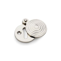 Thumbnail for Solid Brass Round Reeded Escutcheon With Cover - Polished Nickel