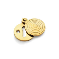Thumbnail for Solid Brass Round Reeded Escutcheon With Cover - Polished Brass