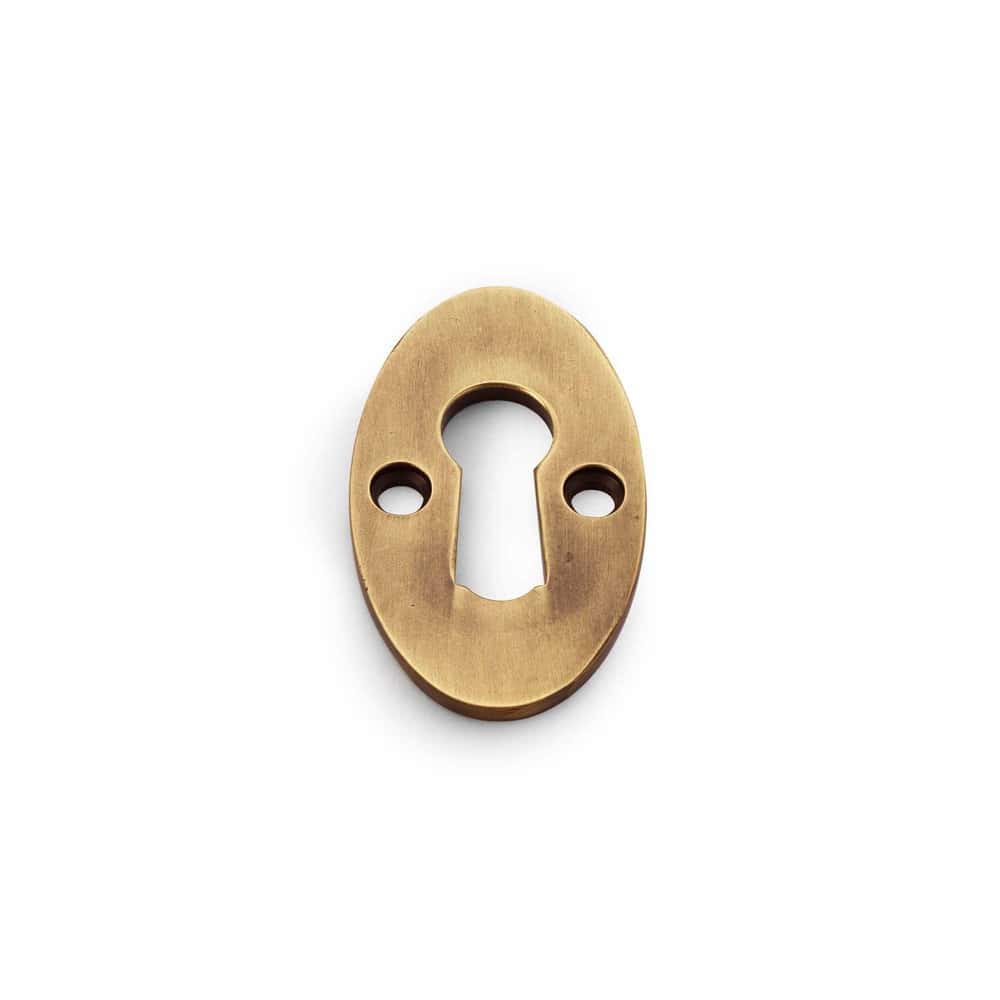 Solid Brass Oval Escutcheon - Antique Brass