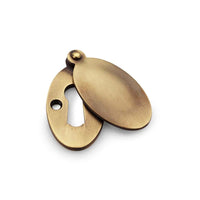 Thumbnail for Solid Brass Oval Escutcheon With Cover - Antique Brass