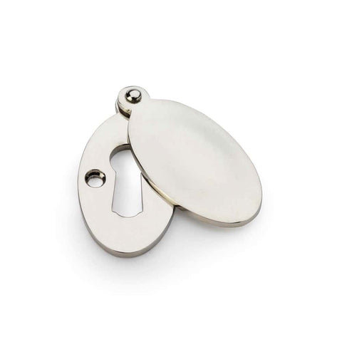 Solid Brass Oval Escutcheon With Cover - Polished Nickel