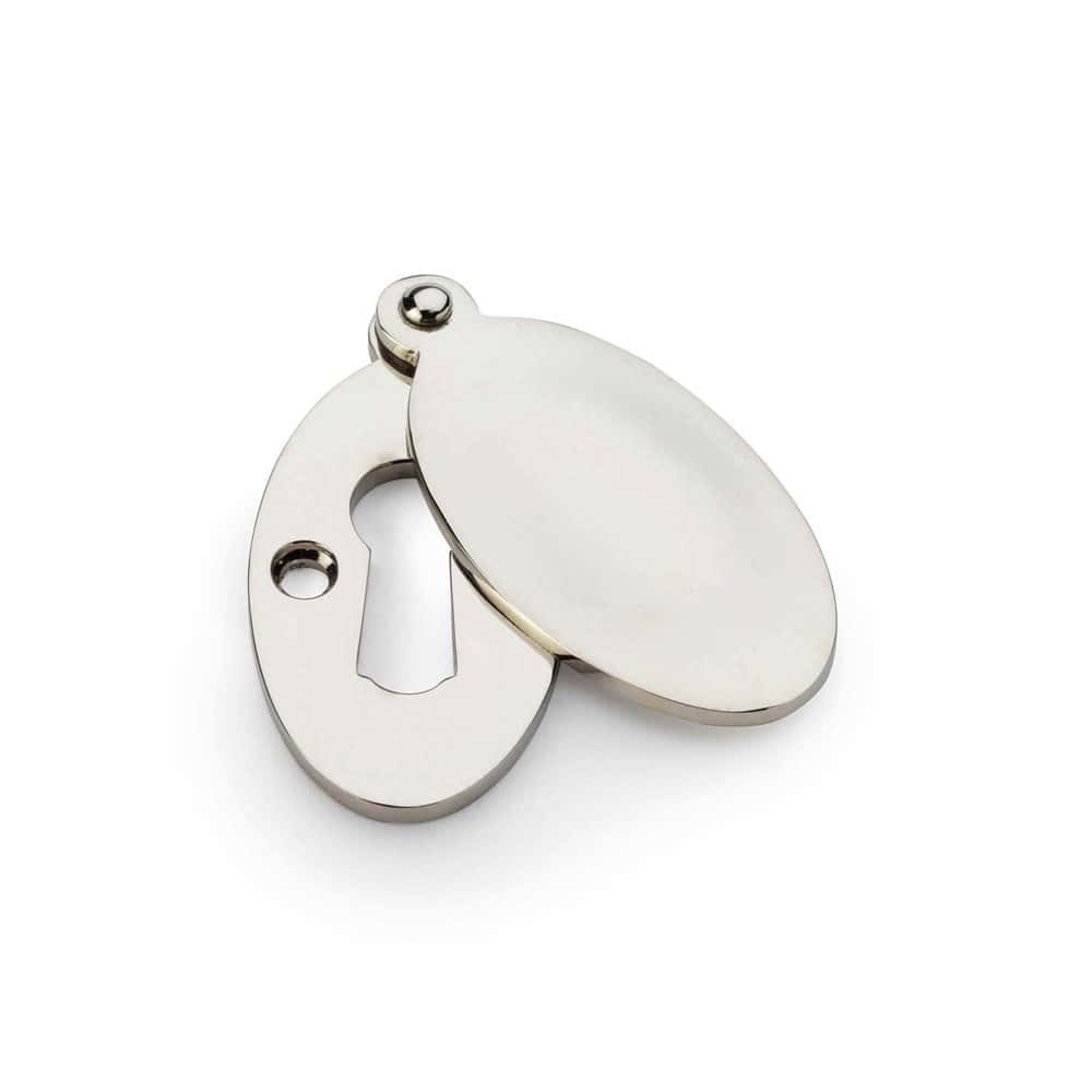Solid Brass Oval Escutcheon With Cover - Polished Nickel