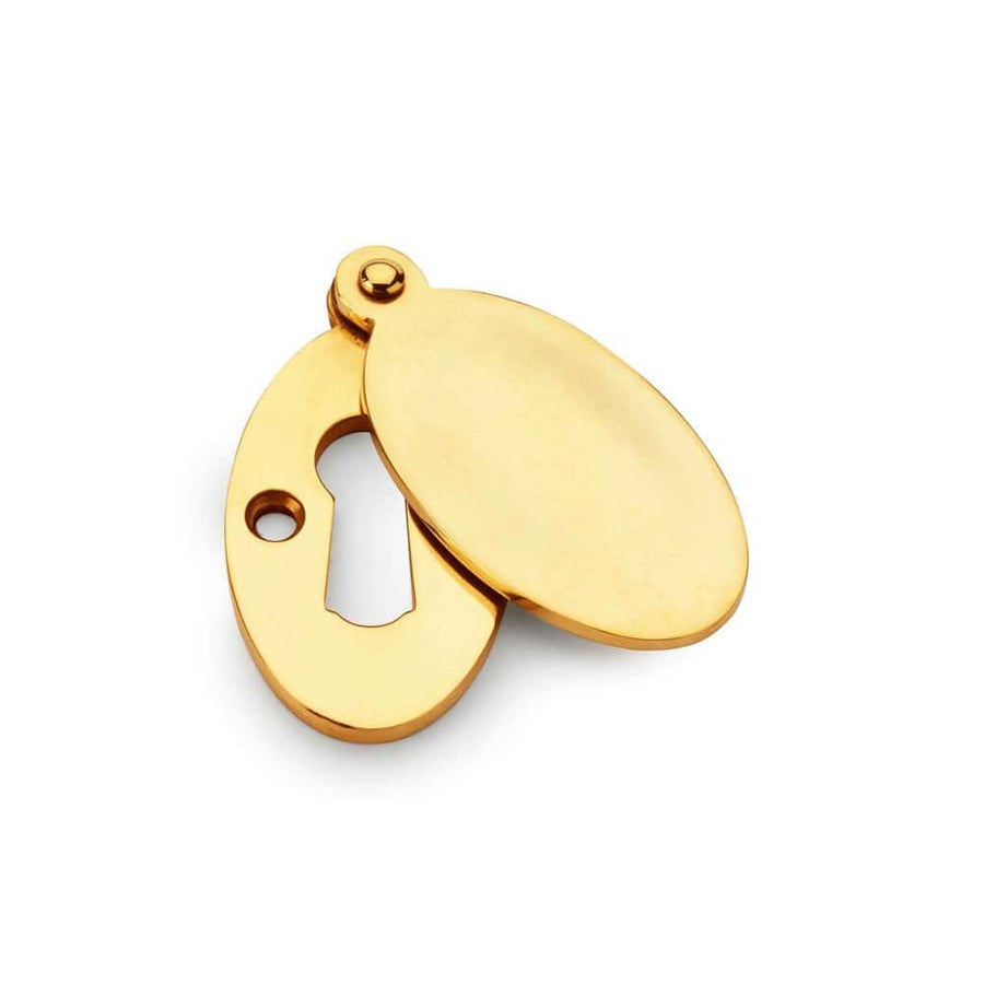 Solid Brass Oval Escutcheon With Cover Polished Brass ABHardware