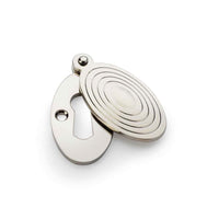 Thumbnail for Solid Brass Reeded Oval Escutcheon - Polished Nickel