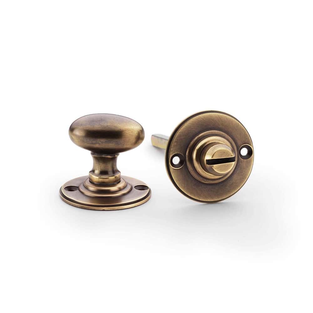 Solid Brass Oval Thumb Turn - Antique Brass
