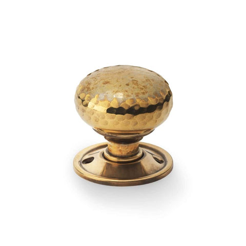Aged Brass Hammered Cottage Door Knobs
