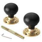 Ebonised & Polished Brass Bun Door Knobs
