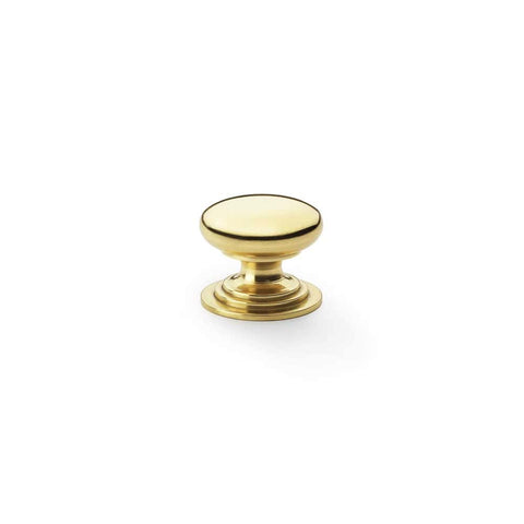 Polished Brass Cupboard Knob On Rose