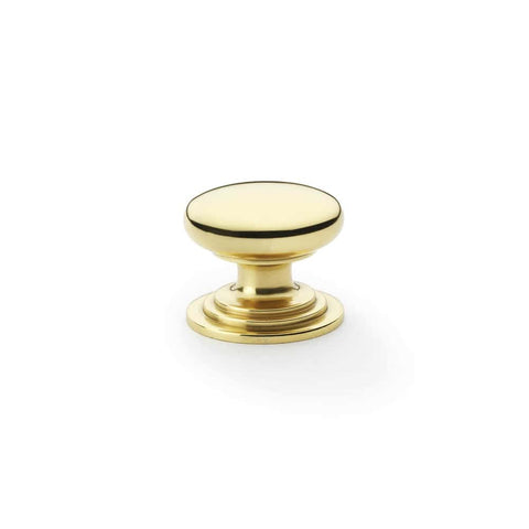 Polished Brass Cupboard Knob On Rose
