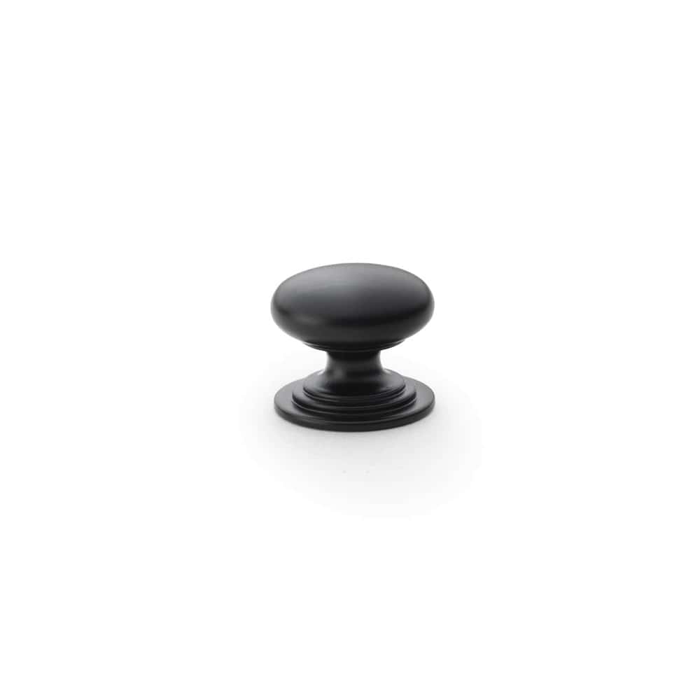 Powder Coated Black Cupboard Knob On Rose AB Hardware ABHardware