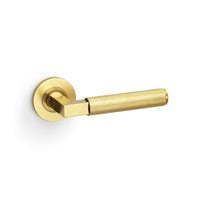Thumbnail for Satin Brass Knurled Straight Lever On Round Rose