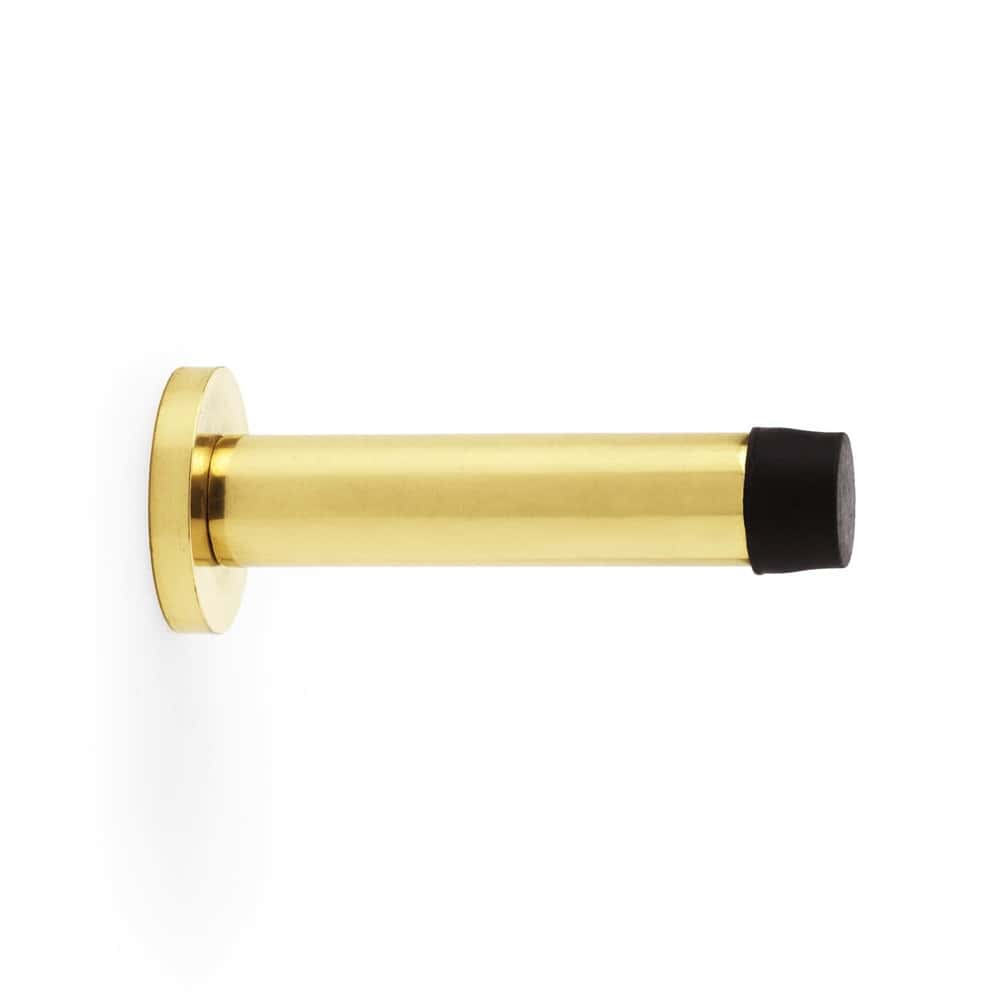 Solid Brass Cylinder Door Stop - Polished Brass