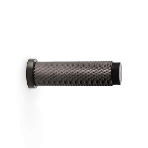 Solid Brass Knurled Cylinder Door Stop - Dark Bronze